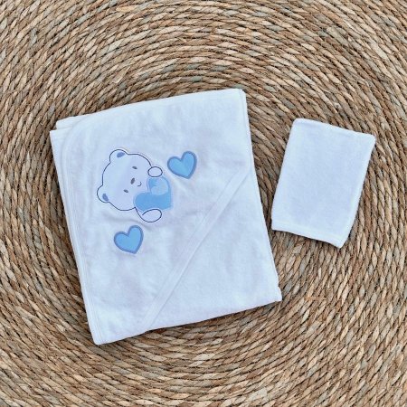 منشفة الدبدوب لون ابيض و ازرق